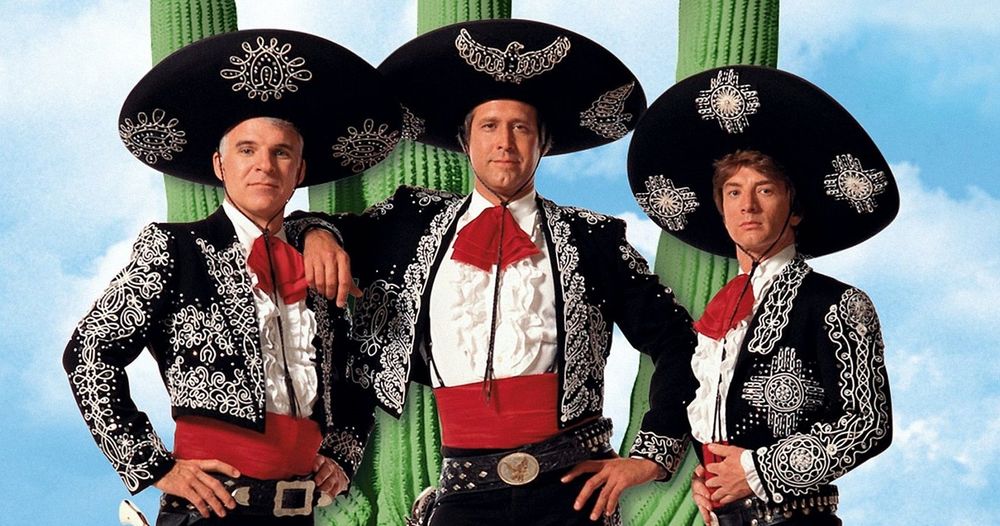 Steve Martin, Chevy Chase, and Martin Short from the movie The Three Amigos. 