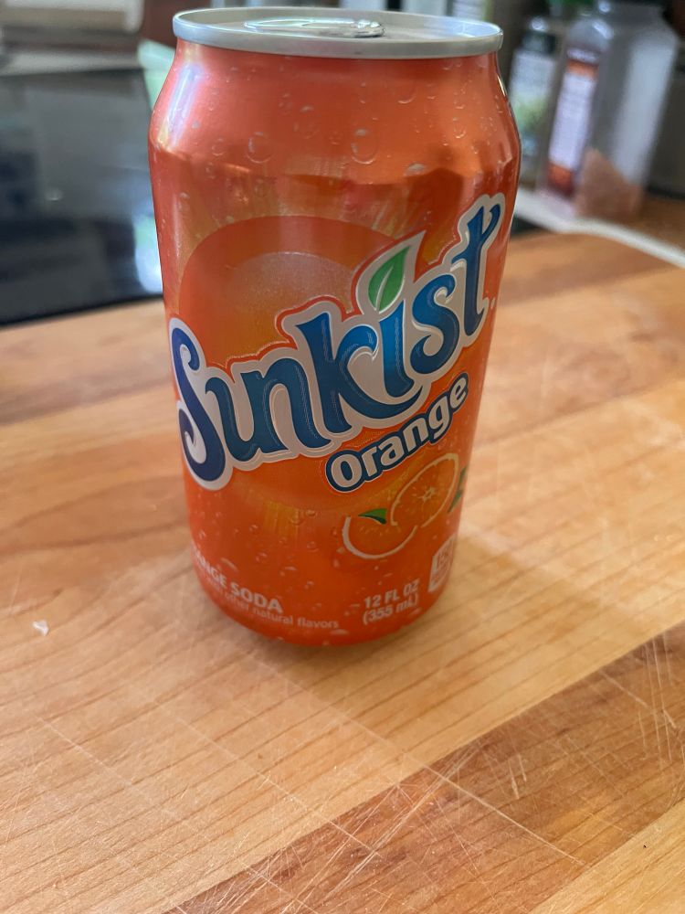Photo of a can of Sunkist orange soda