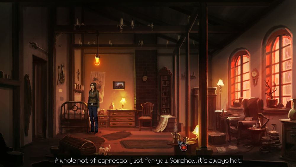 A really nice and cosy room you hang out in in the game, there's a lot of small knick-knacks everywhere and I like that