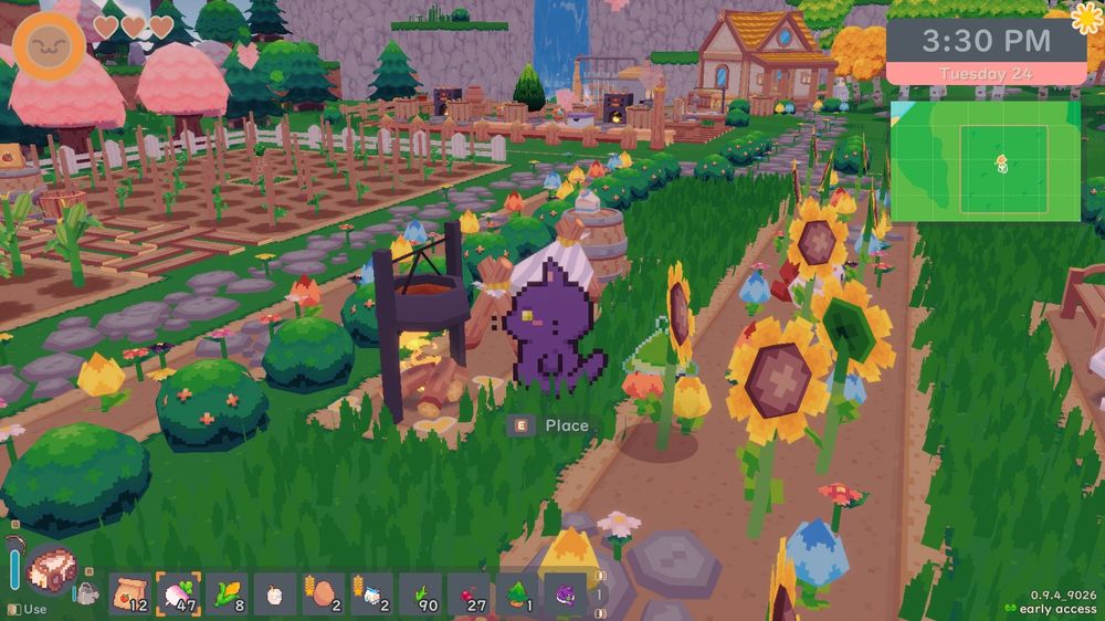 The same image but in darker, earthier colours and the UI in dark greys and subtler pastels