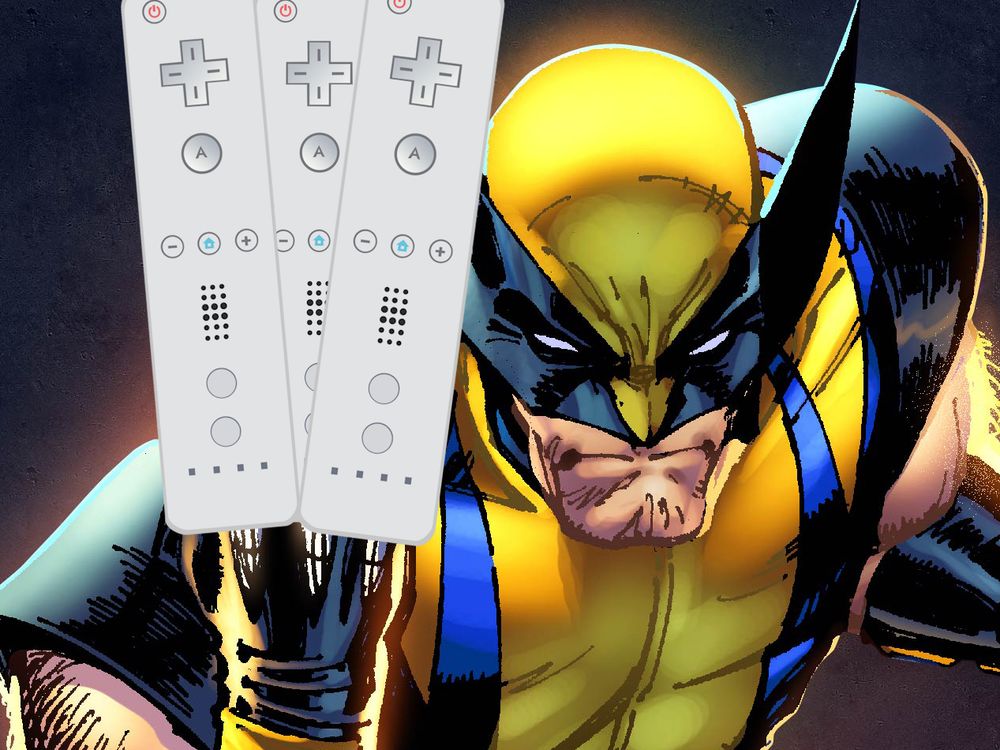 Wolverine with wii remote claws.