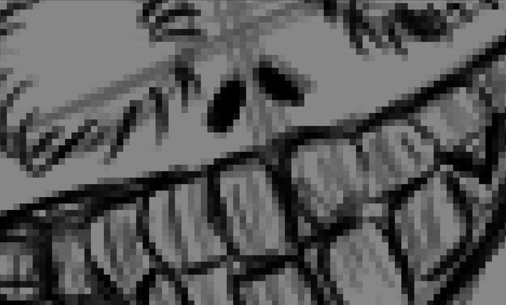 rascunho de arte por Naul, mostrando um ser com um sorriso bizarro e olhos profundos