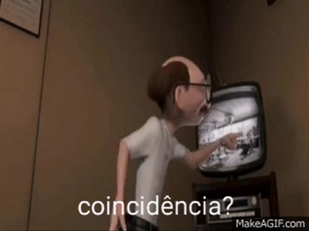 a cartoon man with glasses and a mustache is standing in front of a tv and says acho que não