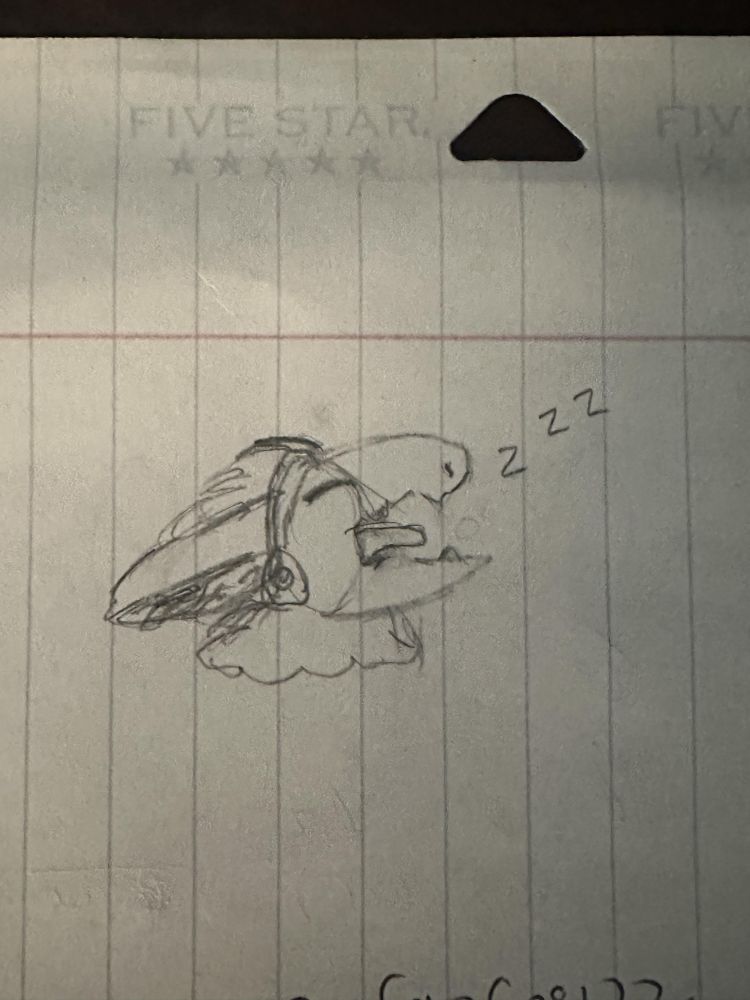 Doodle of a protogen on my math hw