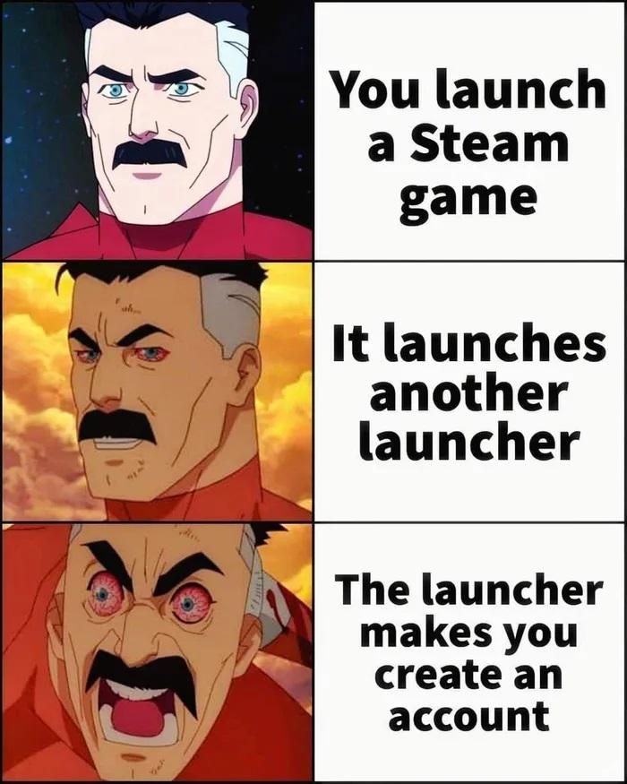 Getting progressively angrier as a launcher requires an account 