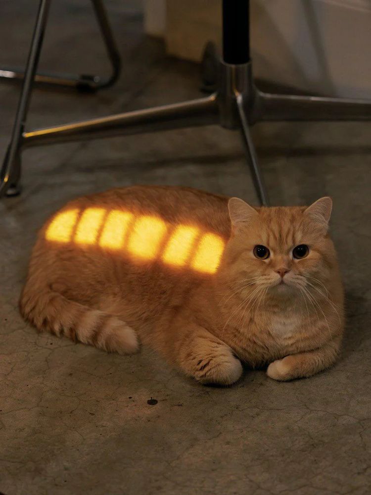 Cat with yellow lights looking like a school bus