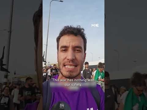 Israeli citizens march towards the Gaza border demanding their government ends its attack