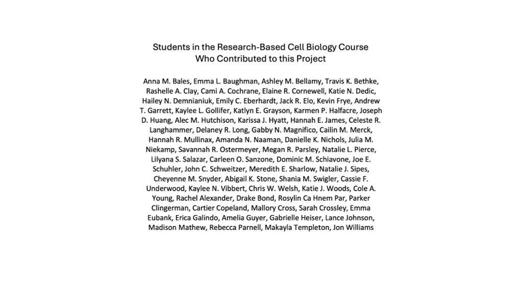 List of all students in the Cell Biology course who contributed to the project