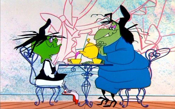 Bugs as a witch and Witch Hazel. 