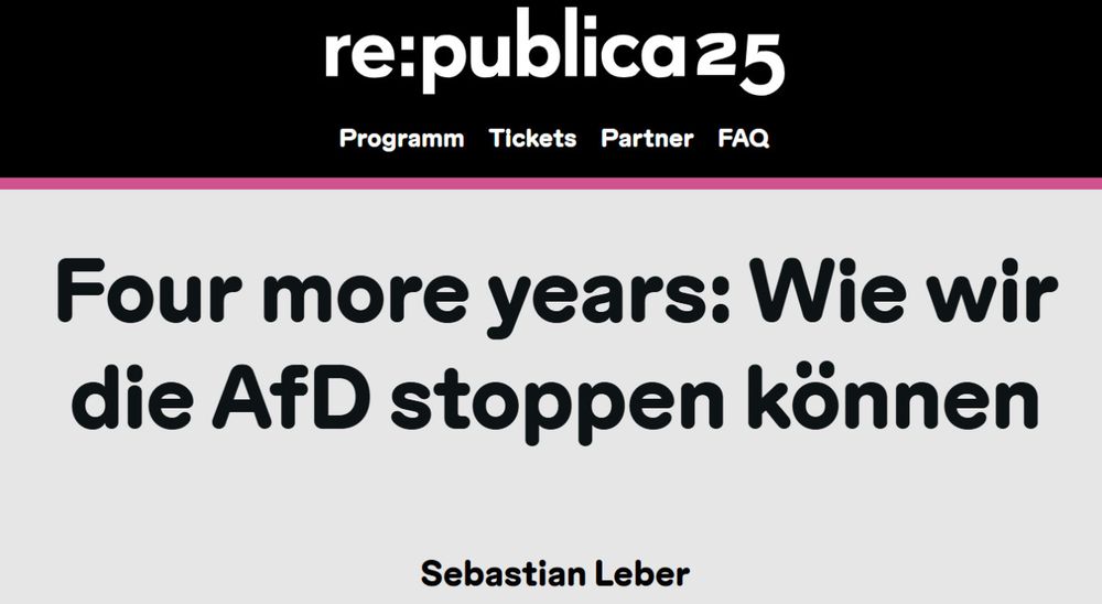 Screenshot der Vortragsankündigung "Four more years"