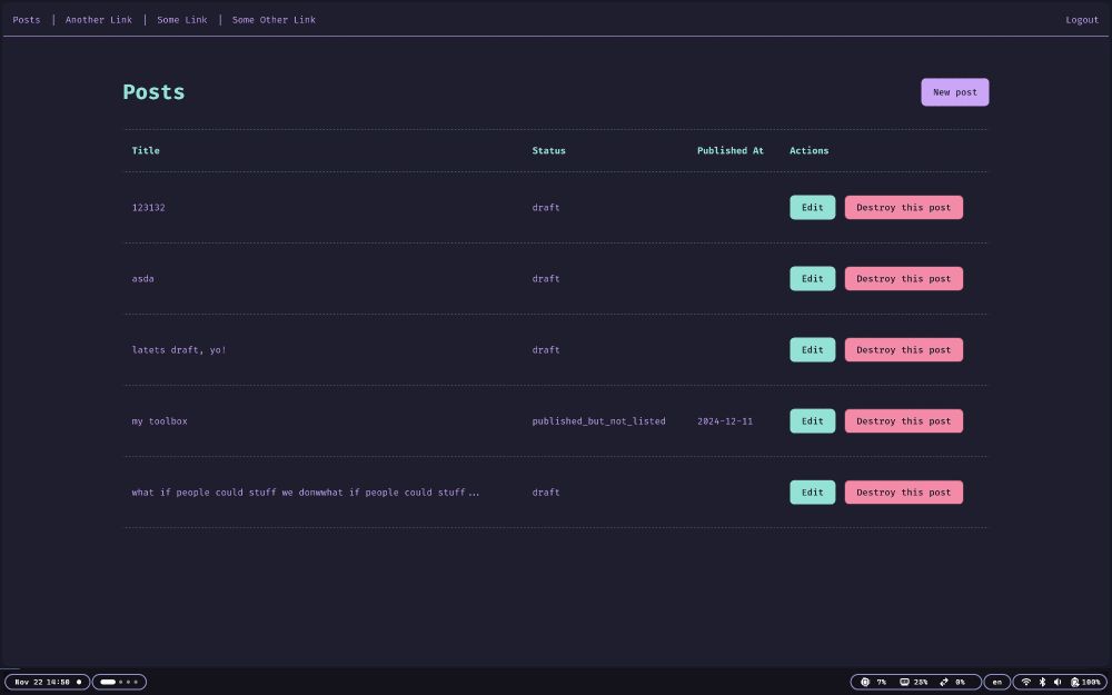 screenshot of a work in progress blogging engine