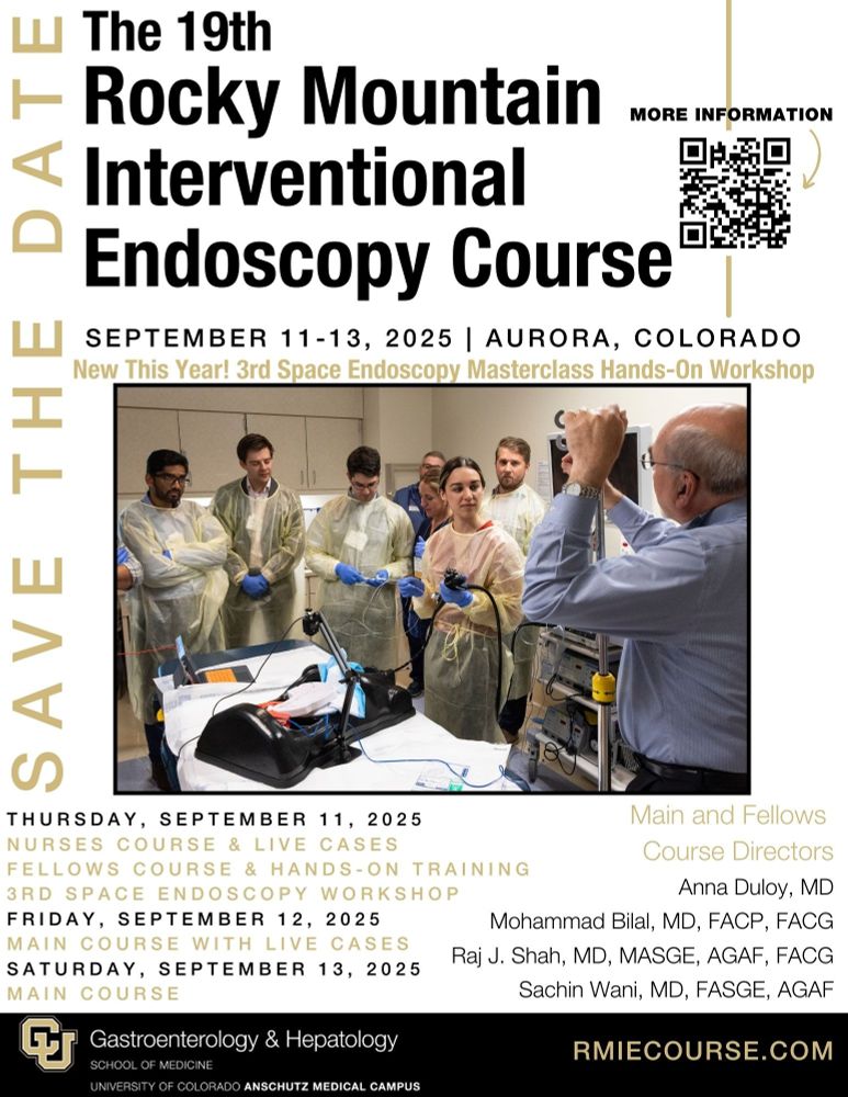 Save the Date and register now for hte 19th Rocky Mountain Interventional Endoscopy Course- September 11-13, 2025. rmiecourse.com