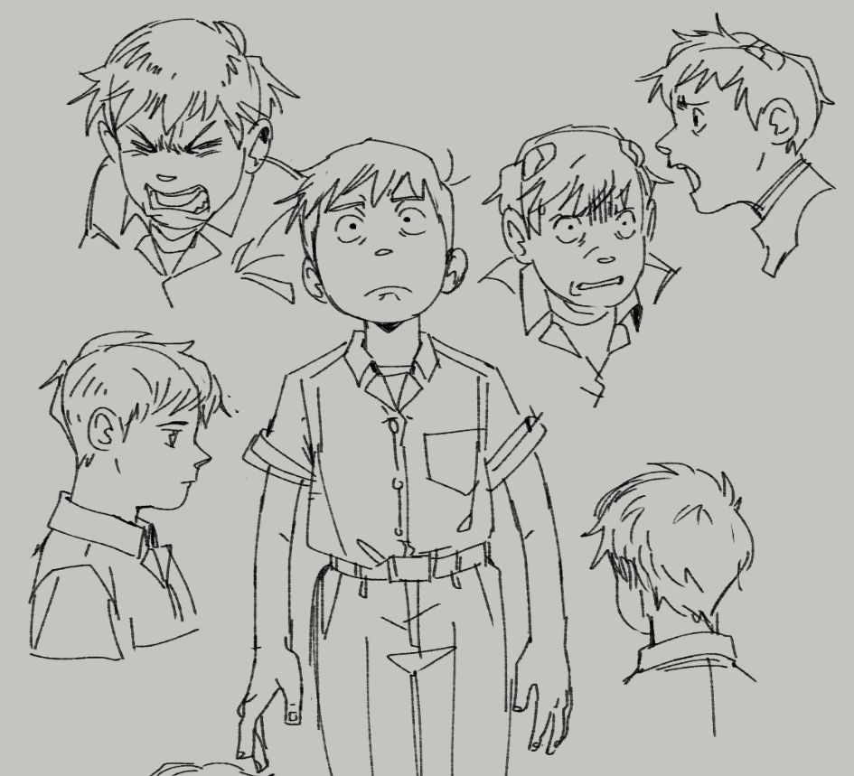 an assortment of Shinji Ikari expression doodles 