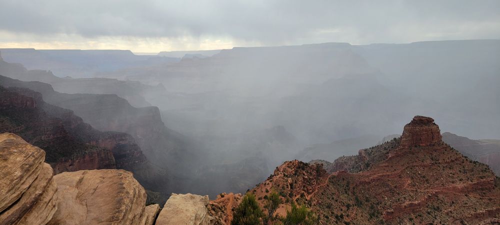 Grand Canyon with clouds, looking from Ooh Aah Point, on South Kaibab trail. 
