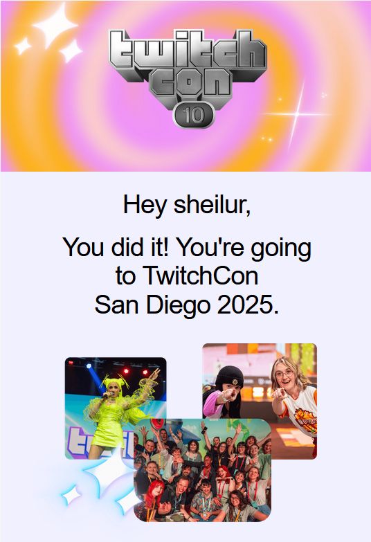 Screenshot of twitchcon 2025 ticket confirmation email