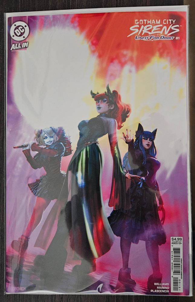 Variant cover of Gotham City Sirens Unfit for Orbit #1 by Leah Williams and Haining this cover is by Noobovich