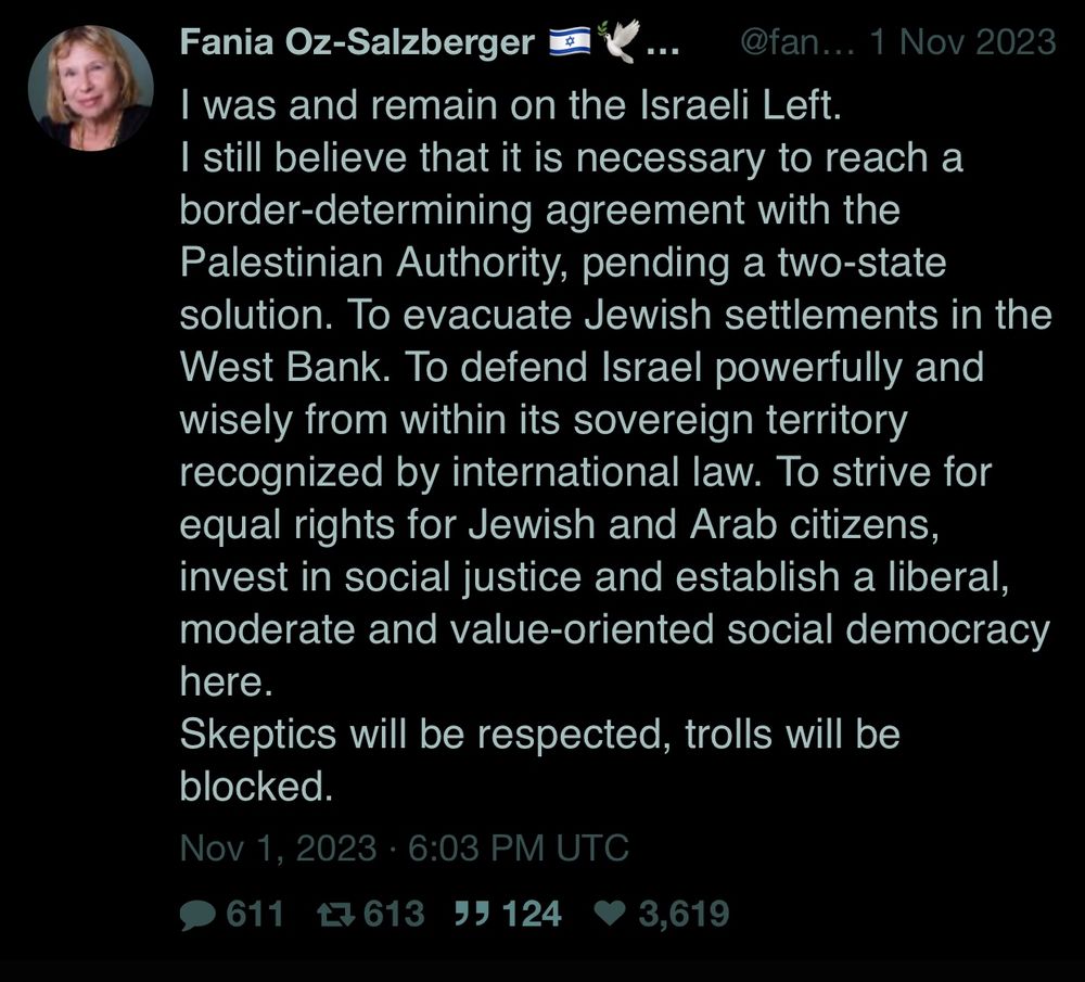 Twitter/X post discussing an “Israeli Left.”