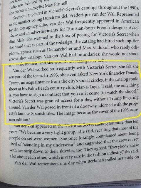 Paragraph describing a Victoria Secret photoshoot a Mar-A-Lago where Mr. Trump contractually couldn't attend.