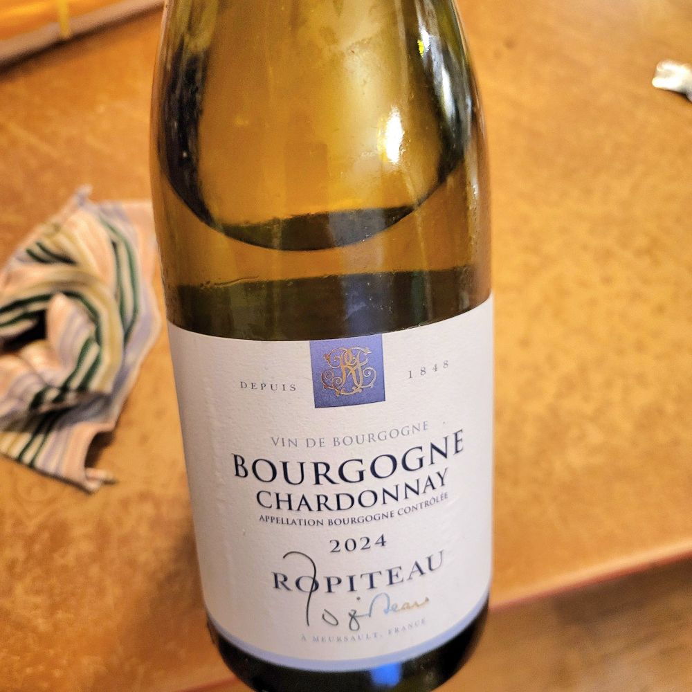 A bottle of 2024 Burgundian chardonnay from meursault