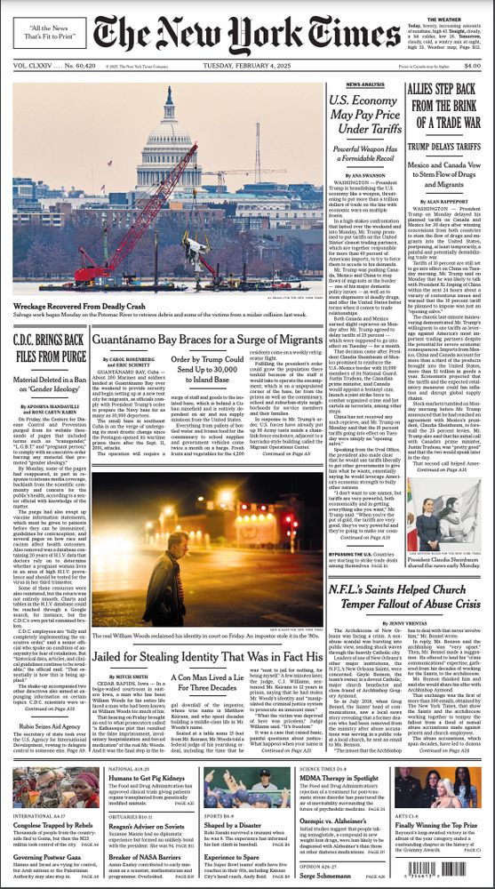 Front page of the nyt