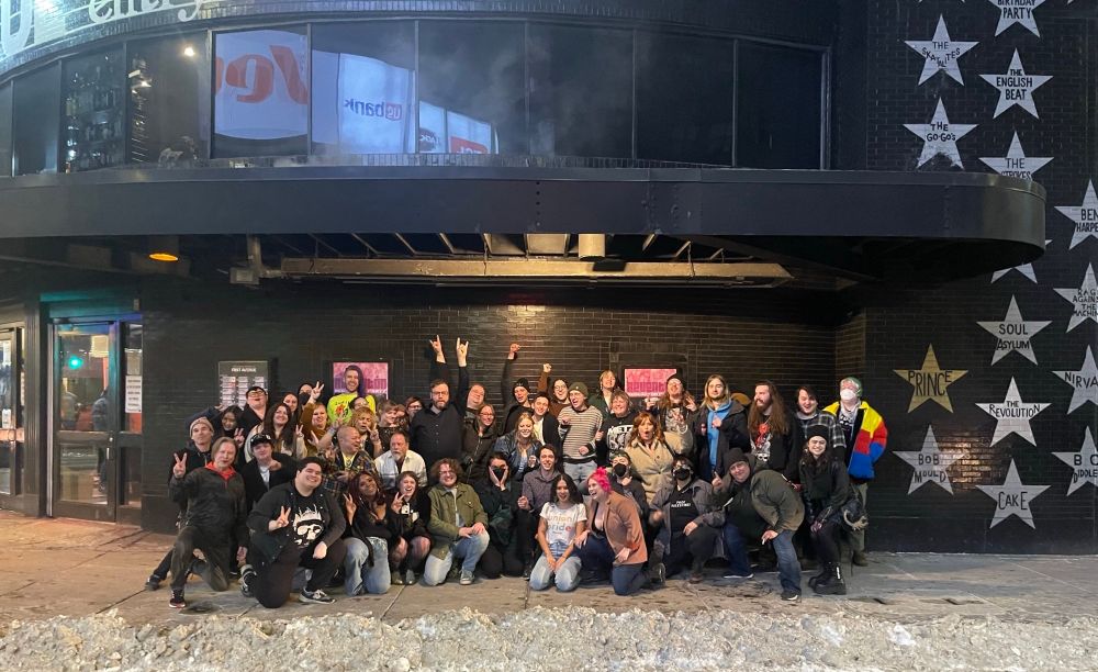 A group of First Avenue workers in front of the club. They voted this weekend to ratify their first union contract.