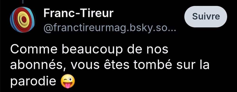 Comme beaucoup de nos  abonnés, vous êtes tombé sur la  parodie  
