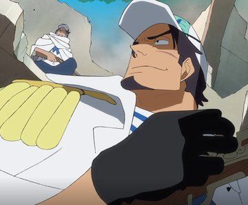 The marine officer is smiling