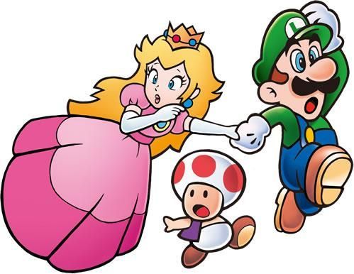 Princess Peach, Toad and Luigi.