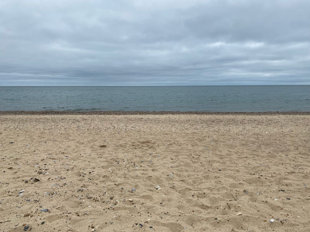 The North Sea att Great Yarmouth, Norfolk under cloud.  And it is not that warm either.
