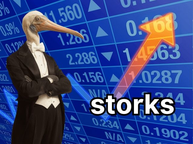 "Stonks" meme template with "storks" substitution.