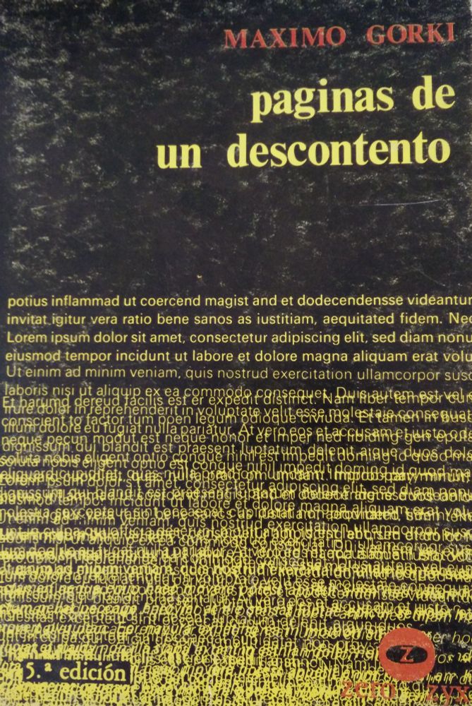 Portada del libro "Páginas de un Descontento" (Máximo Gorki).