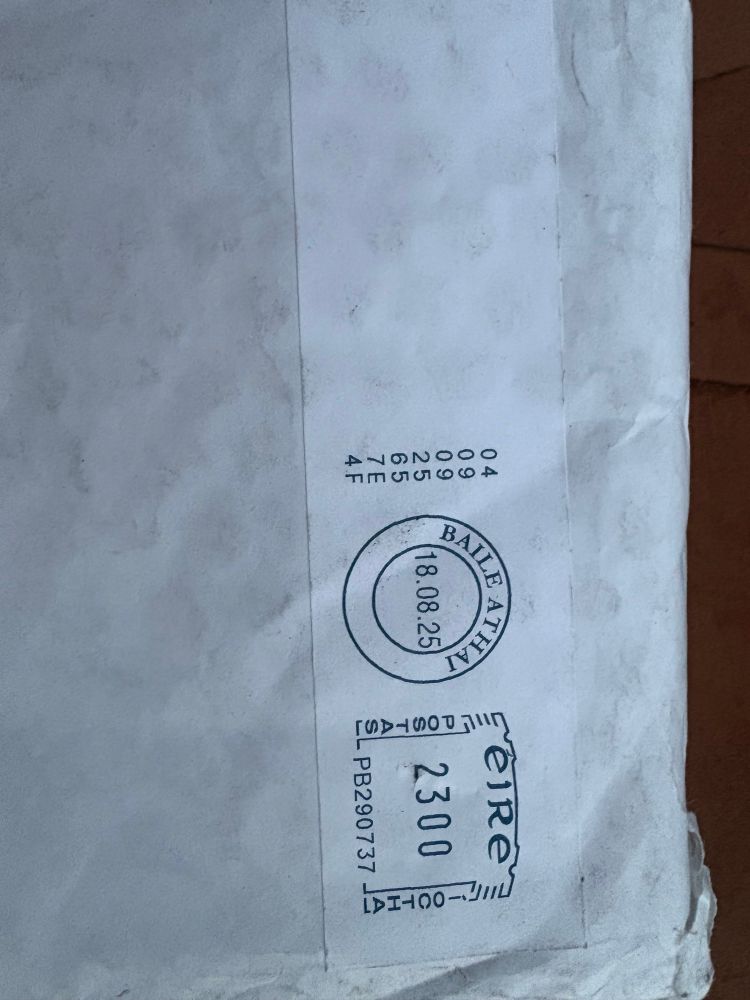 Post mark from Dublin - maybe my little package passed through the General PO on the Liffey and was blessed by the ghost of Pádraic Pearse on its way to Minneapolis?