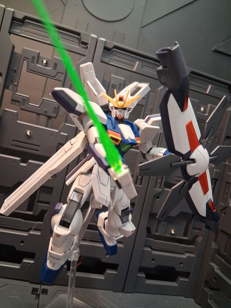 With beam saber and shield.