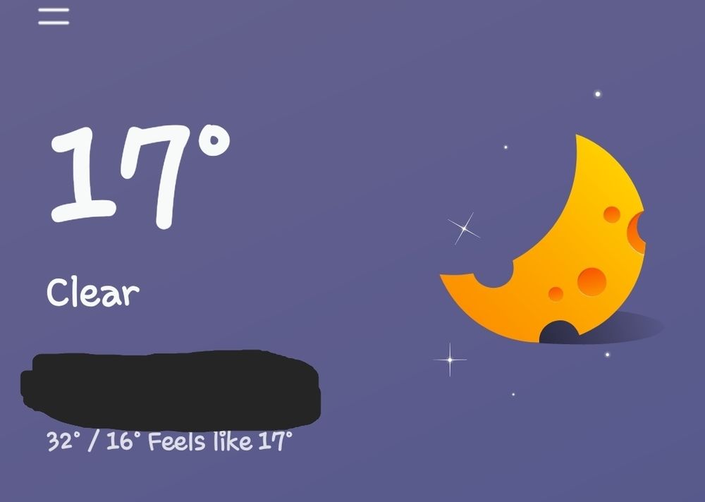 A screenshot of the temperature being 17 degrees fahrenheit.