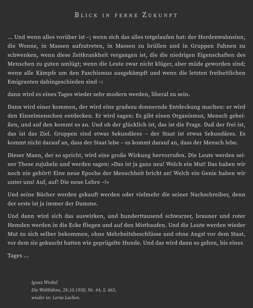 Tucholskys Text "Blick in ferne Zukunft". Quelle: https://www.textlog.de/tucholsky/glossen-essays/blick-in-ferne-zukunft