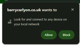 The chrome 142 dialog for if you want to allow a chrome to connect to deices on the local network
