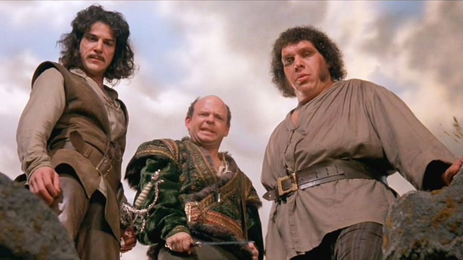 Andre the Giant, Mandy Patinkin, and Wallace Shawn in The Princess Bride