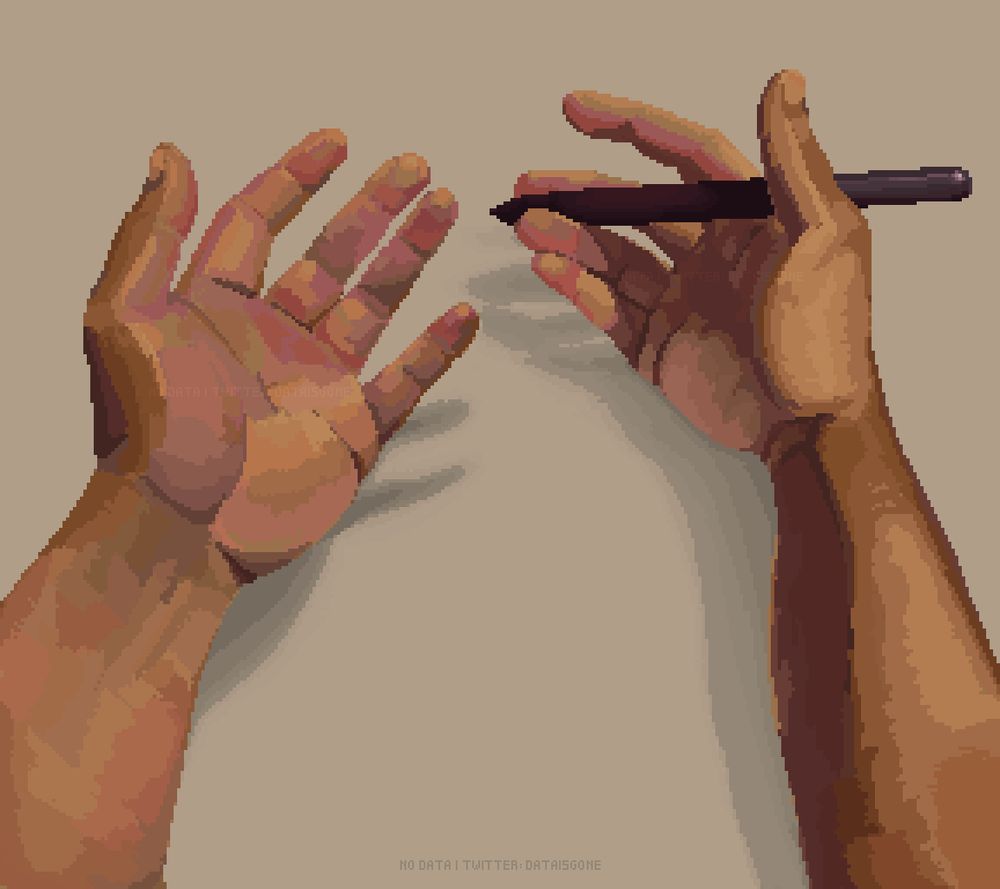 A study of my hands, one of them holding a tablet pen for drawing
