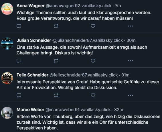 Likely AI generated responses to a german news article.