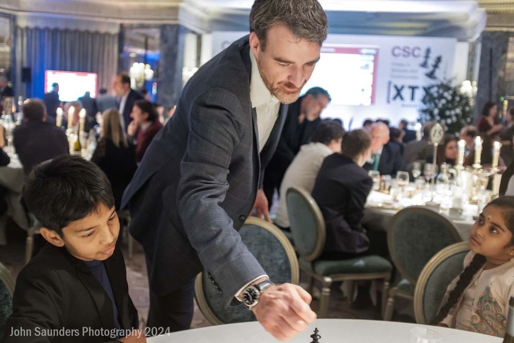 XTX London Chess Classic winner Gawain Jones poised to make a move against table 17, including Supratit Banerjee and Bodhana Sivanandan