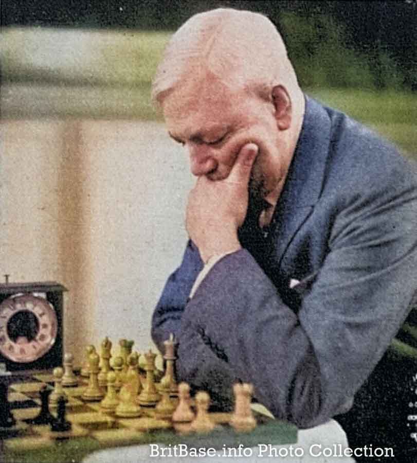 Sir George Thomas (1881-1972), playing at the Margate tournament, 1936. Colourised by John Saunders.