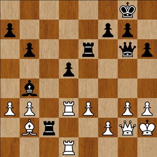 Position with White to play in the game between the grandmasters and table 17 at the XTX Markets London Chess Classic prizegiving dinner, 9 December 2024.