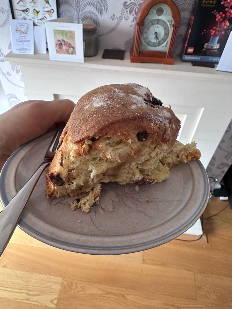 A bit chunk of Hot Cross Bunettone