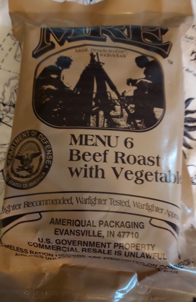 MRE menu 6 Beef roast with vegetables 