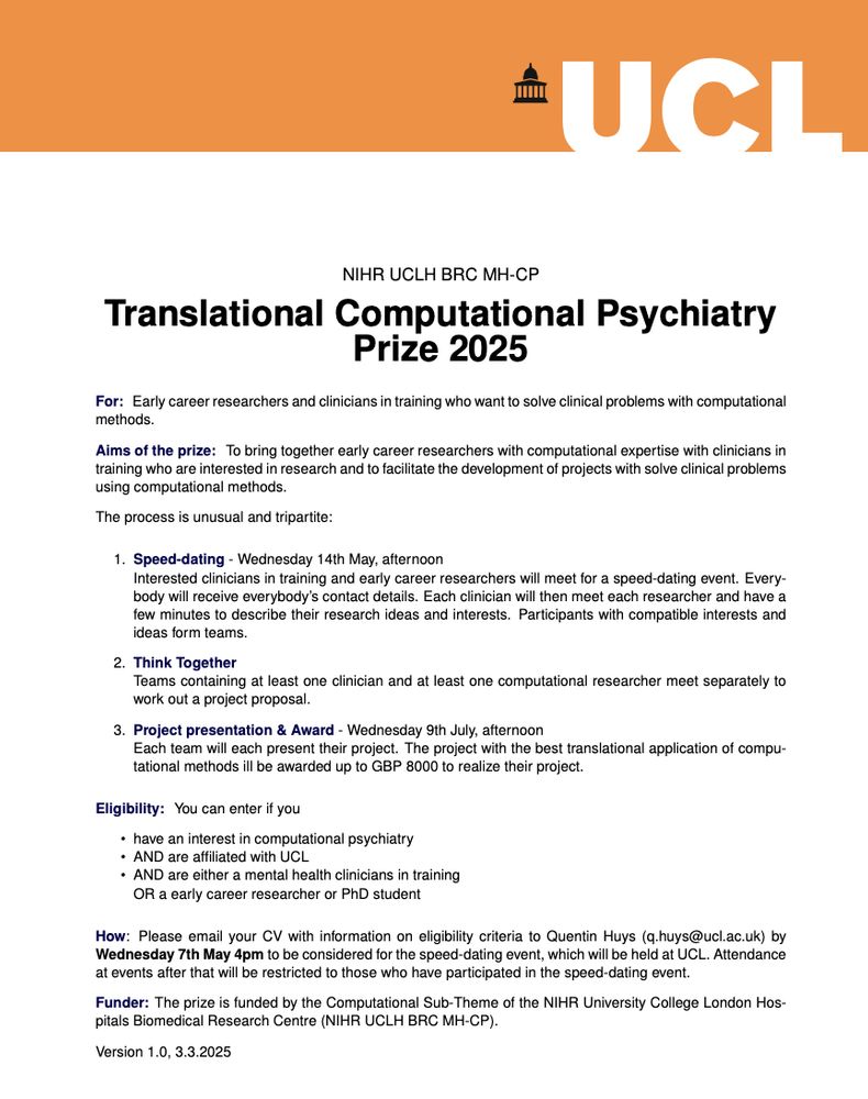 UCL Computational Psychiatry Prize