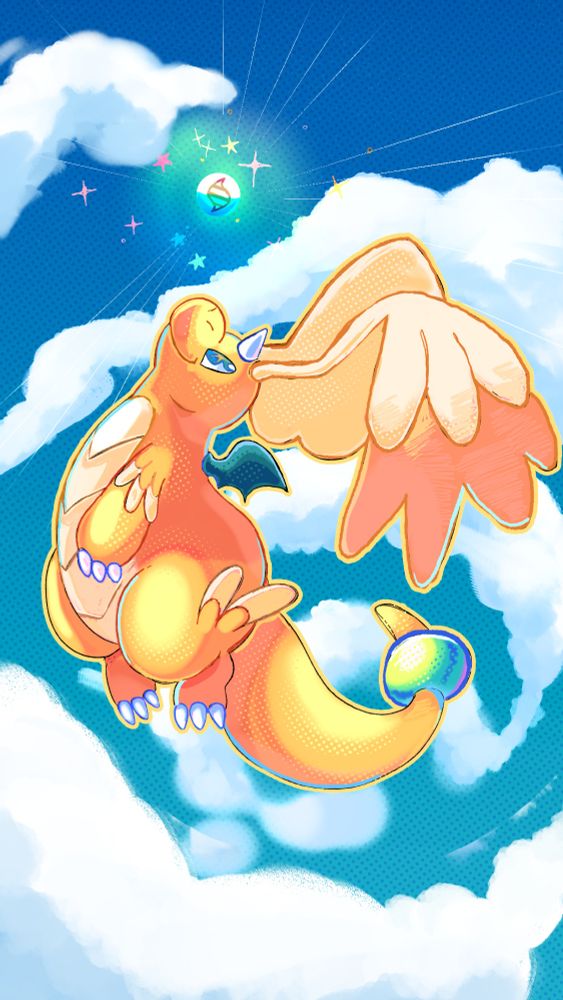 illustration featuring dragonites new mega evolution form!
