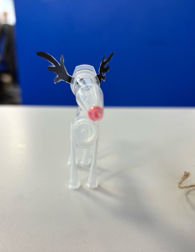 A reindeer crafted from epoendorf tubes and pipette tips 