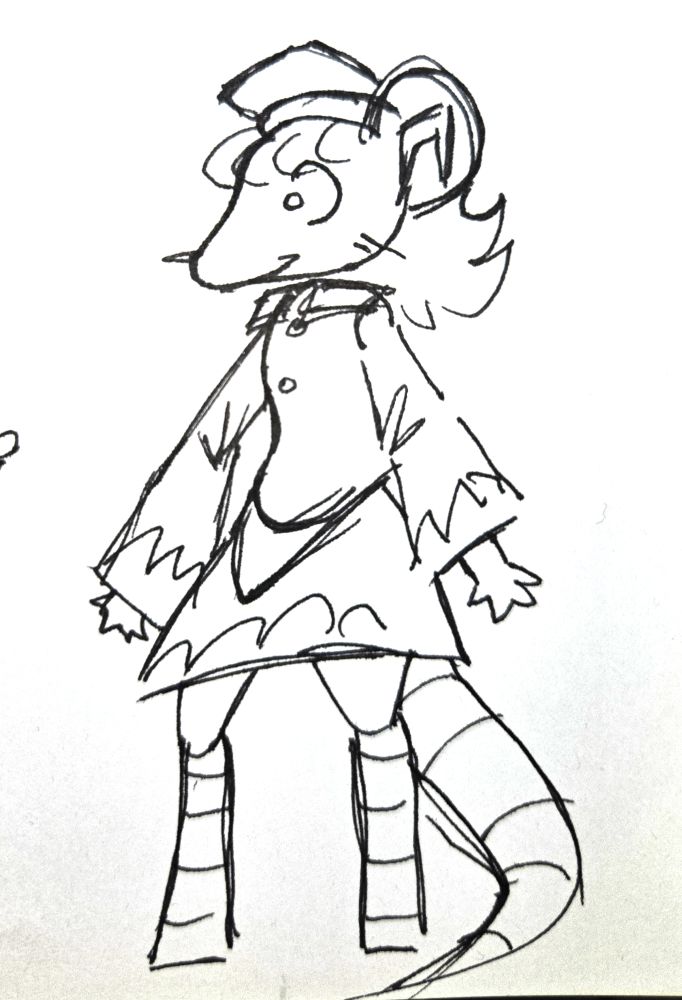 Colorless sketch of Casey the Mouse, a new OC joining my collection. She will eventually be colored and posed, but just for now, take this.
