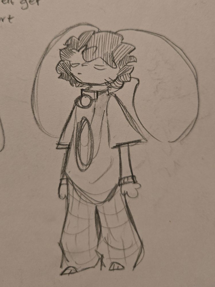 stupid doodle of my stupid sona stupidly looking stupid in that stupid little standing pose that stupid head always does. god hes so stupid i cant handle it
