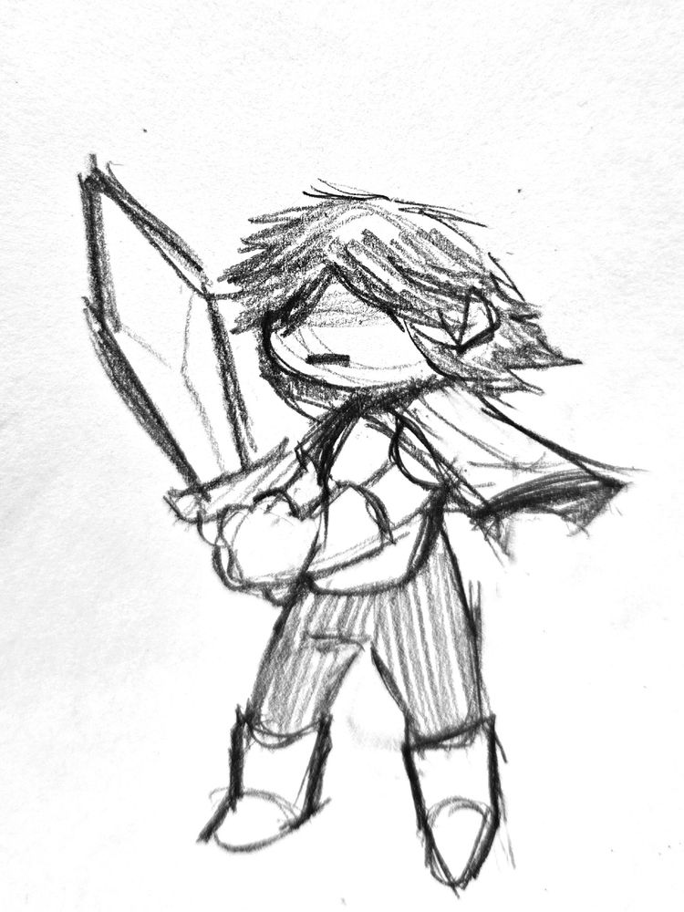 Kris' battle sprite, hand-drawn in my style